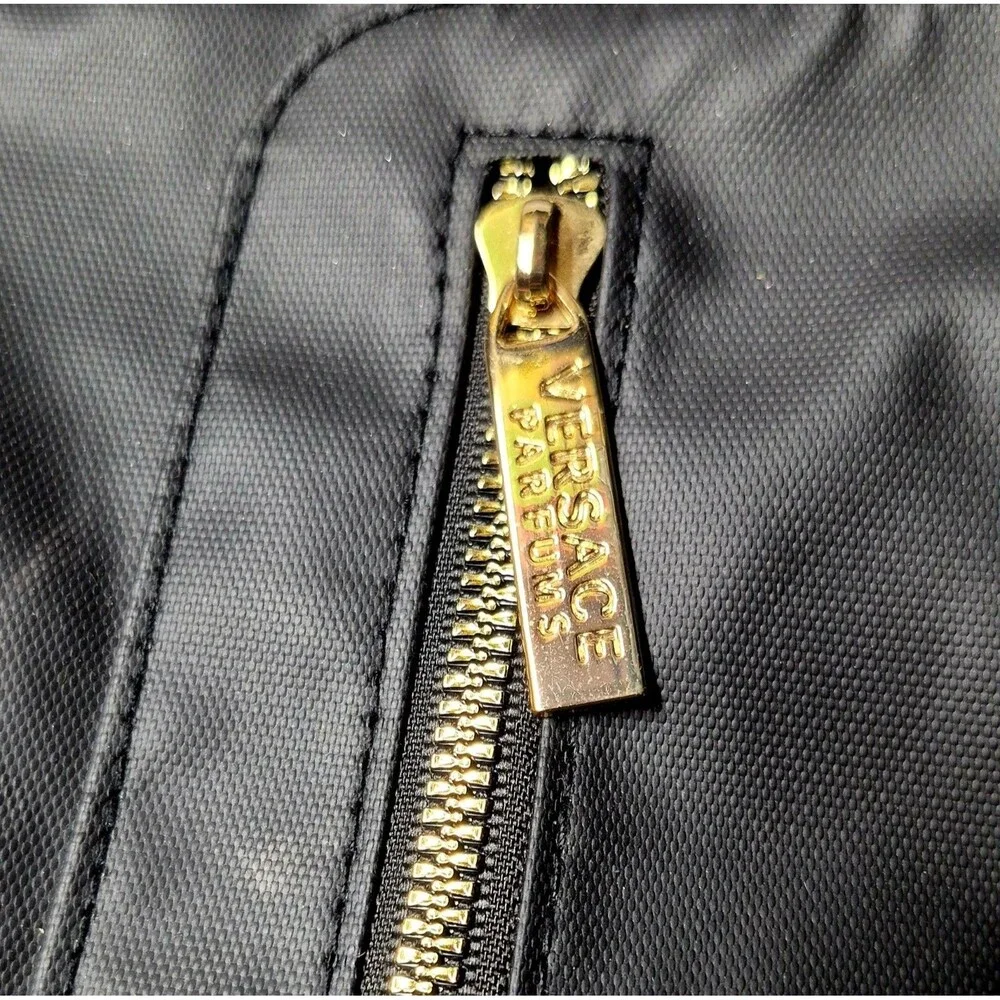 VERSACE Parfums Convertible Rider Backpack Shoulder Tote Bag Black Gold NWOT